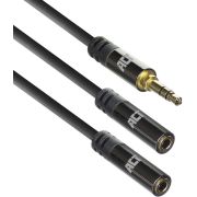 ACT 0,15 meter High Quality audio splitterkabel 3,5 mm stereo jack male - 2x female