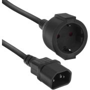 ACT Netsnoer C14 - CEE 7/3 zwart 0,2 m