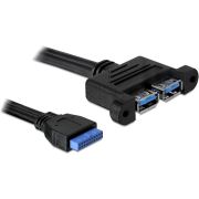 Delock 82941 USB 5 Gbps kabel Pin Header female naar 2 x USB Type-A female aangrenzend 45cm