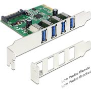 Delock 89360 PCI Express x1-kaart naar 4 x externe USB Type-A femalee USB 5 Gbps