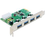 Delock 89363 PCI Express x1-kaart naar 4 x externe USB Type-A femalee USB 5 Gbps