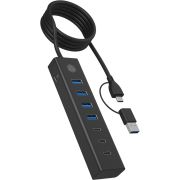 ICY BOX IB-HUB1737-C3 USB 3.2 Gen 1 (3.1 Gen 1) Type-C 5000 Mbit/s Zwart